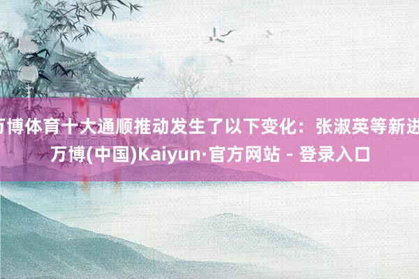 万博体育十大通顺推动发生了以下变化：张淑英等新进-万博(中国)Kaiyun·官方网站 - 登录入口