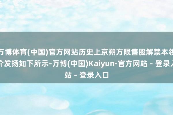 万博体育(中国)官方网站历史上京朔方限售股解禁本领股价发扬如下所示-万博(中国)Kaiyun·官方网站 - 登录入口